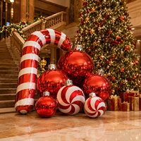 Décorations de Noël gonflables géantes en forme de canne à sucre, ensemble de boules miroir, décorations de vacances personnalisées pour les centres commerciaux, les hôtels et les événements