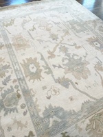 TAPIS TAPIS 10X14 Muted Beige Oushak tapis sourd haut mohawk noué à la main Vintage laine tapis pour salon, salle à manger maison