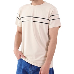 T-shirt vierge 220 g/m² coupe ample longue décontractée à motif col rond 100 % coton extensible vente en gros à bas prix pour hommes - Product Image 2