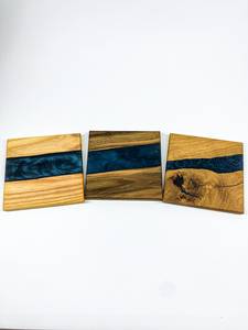 Ensembles de sous-verres ronds en résine de bois classiques et élégants et écologiques avec des motifs de tourbillons artistiques pour les boutiques de cadeaux de créateurs - Product Image 3