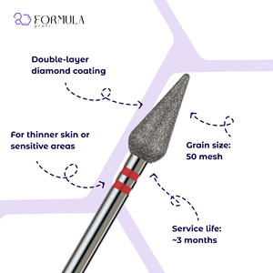 Broca Profesional para Uñas con Punta de Diamante Redondeada, Fórmula Profi 5.0mm, Grano Rojo Premium - Product Image 2