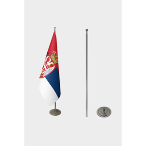 Official Serbia Indoor <b>Flag</b> with Digital Printing Aluminum <b>Pole</b> Cloth or Polyester/Silk Material - Product Image 2