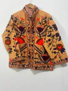 Suzani Embroidered Jacket, Boho Handmade Jacket, Vintage <b>Coat</b>, Tribal Clothing, Cotton Jacket, Boutique Fashion - Product Image 3