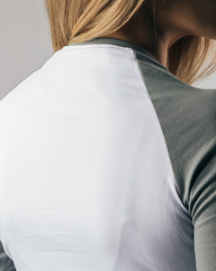 Vente en gros 2025 personnalisé T-shirt de baseball à manches raglan trois-quarts pour femmes Double couleur DTG Service OEM écologique pour l'été - Product Image 5