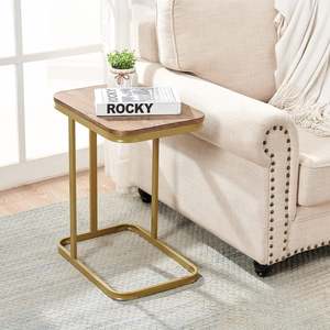 Mesa auxiliar de metal duradera con tapa de mármol que añade un toque de lujo y sofisticación - Product Image 6