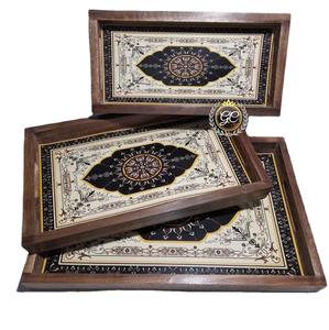 ถาดเสิร์ฟไม้มะม่วงทรงสี่เหลี่ยมผืนผ้าพร้อมพิมพ์ลายตามสั่งจานไม้ส่วนตัวทำด้วยมือสำหรับรับประทานอาหารห้องครัวของขวัญ - Product Image 1