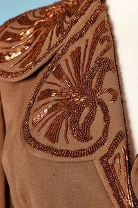 Chaqueta Beige con Bordado de Ojo Turco, Estilo Boho, Abrigo de Invierno, Regalo Festivo de Navidad, Ropa Casual para Combinar - Product Image 2