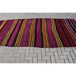 Tapis Ethnique Vintage Turc Rouge Noir 5.2 X 11.8ft Grande Surface Laine Latex Soutenu Patchwork Motif pour Couloir ou Décoration de Chambre - Product Image 3