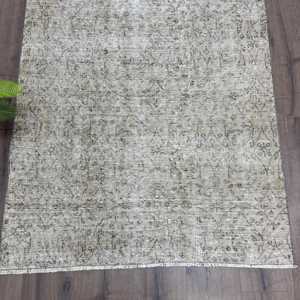 Alfombra de 3.4x7 pies, Alfombra Turca Vintage, Alfombra de Lana Gris Blanca Estilo Suroeste - Product Image 2