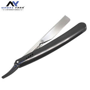 Navajas de Afeitar Rectas Nuevas para Barbería, Mango Negro, Navaja de Afeitar Profesional de Cuello Abierto, Herramienta de Afeitado, Personalización de Marca - Product Image 1