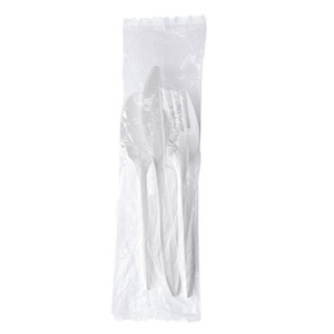 Juego de Cubiertos Desechables de Peso Medio de 3 Piezas Boardwalk BWK3KITWHPS, Tenedor/Cuchillo/Cuchara Blancos, Artículos para Fiestas, 250/Caja - Product Image 4