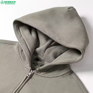 OEM High Quality <b>French</b> Cotton Fleece Unisex Zipper Hoodie Solid Breathable Quick Dry Regular Fit Sweatshirt Winter - Product Image 2