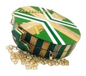 Bolso de Mano de Resina de Madera con Forma Redonda, Chapado en Oro, con Diseño de Mariposa de Lujo, Juego Completo de Bolso de Mano con Dijes Sólidos, Diseño Creativo para Bodas de Mujeres - Product Image 5