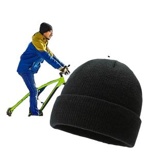 Unisex Winter <b>Beanies</b> Men's Thickened Fleece Knitted Hat <b>Waterproof</b> Fabric Warm Solid Color Elastic Ear Design for Outdoor - Product Image 5