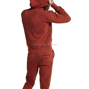 Conjunto de pantalones de chándal y Sudadera con capucha vintage desgastados con cremallera y lavado ácido recortado de gran tamaño para hombre 2025 Sudadera con capucha personalizada con diamantes de imitación - Product Image 5