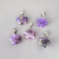 Pendentif étoile minimaliste fait main de haute qualité en améthyste et quartz rose, 20-25 mm, origine Inde, style Feng Shui, pierre de cristal