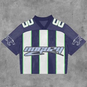 Camiseta retro de fútbol con estampado de cuello en V de secado rápido personalizada, camiseta cuadrada de gran tamaño para hombre, camiseta de fútbol de malla corta de baloncesto - Product Image 1