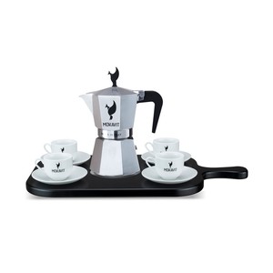 Planche à découper en bois sur mesure pour cuisine, fabriquée en Italie, design élégant noir, base stable (tasses et moka non incluses) - Product Image 1