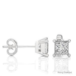 Boucle d'oreille en diamant de laboratoire de taille princesse de 1.02 ct en or blanc CVD cadeau d'anniversaire de diamant pour elle - Product Image 2