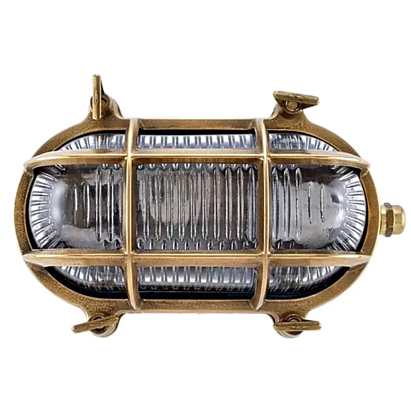 グロリア真鍮バルクヘッド楕円形屋外防水ライト航海マリンウォールランプ工業用ライトアンティーク真鍮