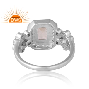 Nouveau design Bague en argent sterling plaqué palladium avec citrine naturelle et topaze blanche Fabricant de bijoux personnalisés - Product Image 2
