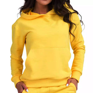Sweat-shirt à capuche en coton tricoté uni pour femme, coupe classique, idéal pour les commandes en gros, personnalisation du logo, vente en gros directe usine - Product Image 3