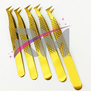 RMI meilleur produit Diamond Grip Slim Point incurvé Shin or Plasma couleur Extension de cils ensemble de pinces à épiler - Product Image 1