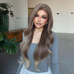 Suzanna-DWY 13x6 Lace Front Free Part Synthetic <b>Wig</b> Balayage Light <b>Brown</b> Blonde Curly Synthetic <b>Wigs</b> - Product Image 5