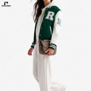 Unisex <b>Vintage</b> <b>Varsity</b> <b>Jacket</b> with Stand Collar Chenille Embroidery PU Leather Sleeves 100% Wool Woven Fabric Winter Single Pack - Product Image 3