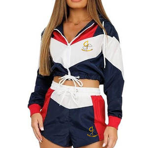 Conjunto de pantalones cortos de dos piezas de verano Ropa Nylon/Cremallera de poliéster Conjuntos de mujer de alta calidad con etiqueta privada - Product Image 1