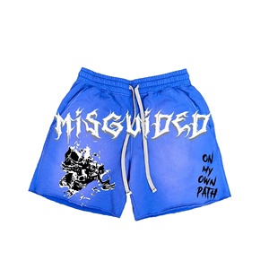 กางเกงขาสั้น MMA 180 กรัม ซัมเมอร์ โพลีเอสเตอร์ 100% พิมพ์ลายโลโก้แบบรีดร้อน กระเป๋าแบบเชือกผูก สไตล์วินเทจ ล้างสีแบบแอซิด - Product Image 6