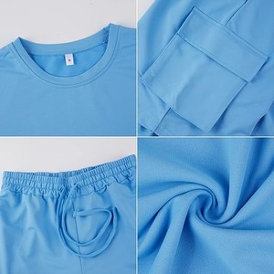 Ensemble sweat-shirt et short à col rond personnalisé pour hommes Survêtement en coton mélangé avec logo thermique pour les saisons d'été et d'hiver - Product Image 2