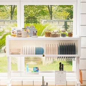 ชั้นวางจานเหนืออ่างล้างจานขนาด 65 ซม.-105 ซม. พร้อมบานประตูตู้, ชั้นวางของในครัว, ชั้นวางกันฝุ่นสำหรับวางบนเคาน์เตอร์ - Product Image 3