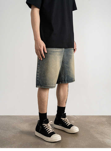 Baggy personnalisé en coton denim pour hommes Jeans déchirés respirant court motif tissé Style décontracté - Product Image 5