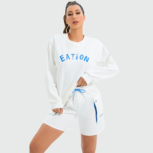 Conjunto Deportivo Personalizado con Logotipo para Mujer, Sudadera y Pantalones Cortos con Bolsillos Laterales para Gimnasio, Correr, Fitness, Chándal, Ropa Deportiva - Product Image 5