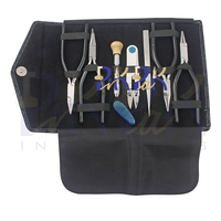 Kit de herramientas para abalorios de joyería de 7 piezas, cadena doblada, alicates planos de punta redonda de 150mm, tornillo de banco, pinzas para abalorios de 8 pulgadas y recorte de hilo
