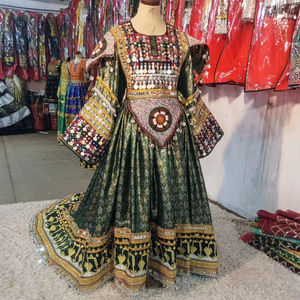 High demanded Vintage Afghan Kuchi Dress for <b>Girls</b> Hand Beaded Linen Cotton Silk Fabric Long Sleeves Regional <b>Clothing</b> - Product Image 5