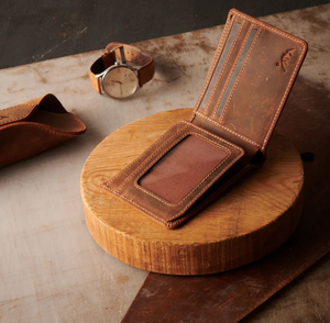 Cartera de Cuero Genuino Crazy Horse para Hombre, Hecha a Mano, con Protección RFID, Estilo Simple y Corto, de Cuero de Grano Completo, Ideal para Regalo - Product Image 3