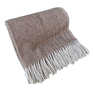 Couverture en laine à motif tartan King Size Brown Diamond Herringbone Design Laine d'agneau recyclée tissée de fabricant indien - Product Image 4