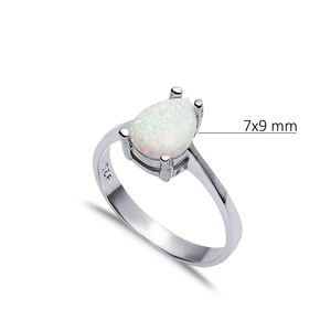 Diseño de pera piedra de ópalo blanco 925 anillo de racimo de gota de plata CZ piedra turca hecha a mano al por mayor 925 joyería de plata esterlina - Product Image 2