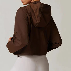 Veste de yoga à capuche pour femme, coupe-vent, respirante, avec fermeture éclair, pour la course à pied, manches longues, épaisse, séchage rapide, pour la salle de sport - Product Image 4
