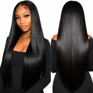 Peluca de Cabello Humano Liso Transparente HD, Color Negro Natural, Cabello Suave y Liso, Peluca con Frente de Encaje 13x4 13x6, Densidad Completa - Product Image 1