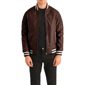 Custom College Varsity Chaquetas Hombres Premium Streetwear Chaqueta de béisbol con parches de mezcla de lana Cuerpo y mangas de cuero para la moda - Product Image 1