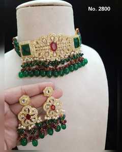 Fabricant indien de colliers de style perlé plaqués or pour femmes Ensembles de brins de laiton ACZ pour la mode Bollywood de fiançailles de mariage - Product Image 2