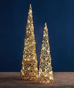 Animated Christmas Tree Decorations <b>Small</b> Christmas Tree Gold Color Metal Tabletop Outdoor Lightweight Eco-Friendly - Product Image 3