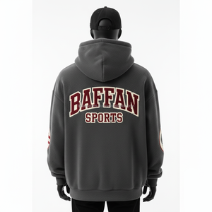 Sudadera con capucha de poliéster y algodón GSM 380 de peso pesado para hombre, ropa de invierno Premium gris con logotipo personalizado bordado, sudadera básica - Product Image 2