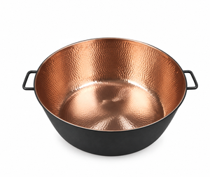Bol à pédicure rond en cuivre avec extérieur noir et deux poignées - Product Image 6