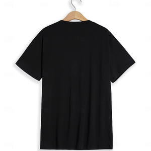 Venta al por mayor de camisetas con cuello en V para hombre de poliéster de manga corta de ajuste regular de tejido de punto transpirable logotipo personalizado 3D Impresión digital a granel - Product Image 3