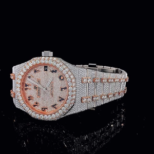 Reloj Bling Iced Out personalizado a granel para hombre, hecho de acero inoxidable, diamantes cultivados en laboratorio de alta calidad, accesorio de muñeca de gran venta - Product Image 2