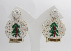 ต่างหูเม็ดกลมรูปมงกุฎสไตล์โบฮีเมียนชุบเงินพร้อมไข่มุกรอง - Product Image 5